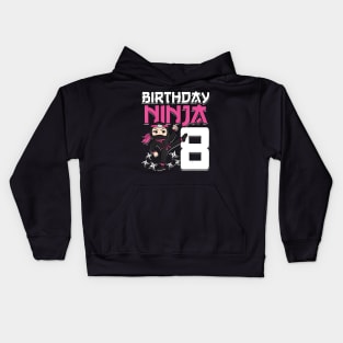 Birthday Ninja 8 Girl Pink Shinobi Themed 8th B-Day Party Kids Hoodie